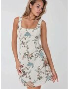 HiCCUP Rochie mini floral - decolteu patrat - alb - textil