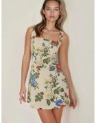 HiCCUP Rochie mini - floral - decolteu patrat - multicolor - textil