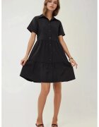 HiCCUP Rochie mini - guler camasa - nasturi - negru - in
