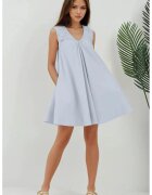HiCCUP Rochie mini - guler in U - albastra - textil