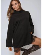 HiCCUP Rochie mini - guler inalt - detalii din dantela - negru - jerseu