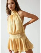 HiCCUP Rochie mini - guler inalt - texturata - galben - textil
