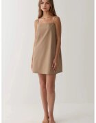 HiCCUP Rochie mini - guler patrat - buzunare - bej - textil