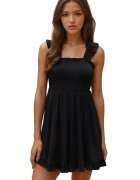 HiCCUP Rochie mini - guler patrat - negru - tricot