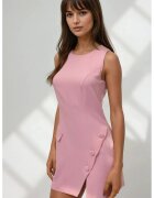 HiCCUP Rochie mini guler rotund - mulata - roz - textil - Roz pudrat