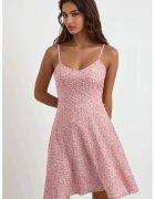 HiCCUP Rochie mini - imprimeu floral - decolteu in V - roz - bumbac