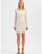 HiCCUP Rochie mini - maneca lunga - decolteu rotund - alb - plasa