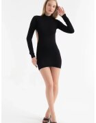HiCCUP Rochie mini - maneca lunga - decupaj spate - neagra - textil