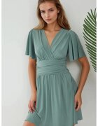 HiCCUP Rochie mini maneca scurta - decolteu in V - verde - jerseu