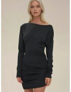 HiCCUP Rochie mini mulata - decolteu tip barca - negru - jerseu