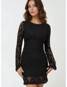 HiCCUP Rochie mini mulata din dantela - neagra - cu maneci lungi - din poliester si elastan
