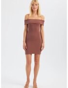 HiCCUP Rochie mini - mulata - umeri goi - maro - textil