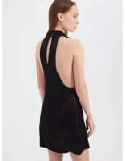 HiCCUP Rochie mini satin - decolteu halter - decupaj spate - negru