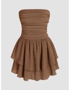 HiCCUP Rochie mini - texturata -volane - Bej Natural