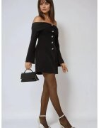 HiCCUP Rochie mini umeri goi - nasturi - negru - elastan-poliester