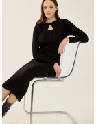 HiCCUP Rochie - rochie midi tricotata - guler choker - negru - tricot