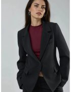 HiCCUP Sacou Slim Fit - lung - guler de jacheta - negru - textil