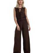HiCCUP Salopeta dama - texturata - croi larg - guler rotund - maro - textil
