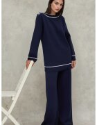HiCCUP Set asortat femei - pulover cu nasturi si pantaloni lati - bleumarin - tricot