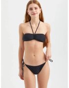 HiCCUP Set bikini - bandeau - legaturi laterale - negru - textil