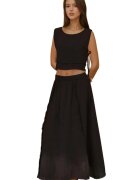 HiCCUP Set compleu - bluza cu legaturi laterale - fusta elastica - negru - muselina