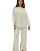 HiCCUP Set compleu pulover lung si pantaloni largi - tricot - alb