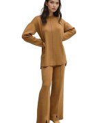 HiCCUP Set coordonat pulover lung si pantaloni largi - tricot - bej