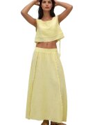 HiCCUP Set de doua piese - bluza cu legaturi laterale - fusta cu talie elastica - galben - muselina