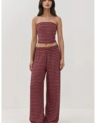 HiCCUP Set doua piese - top fara bretele si pantaloni cu dungi - rosu - jerseu