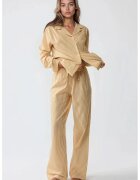 HiCCUP Set pijamale bumbac cu dungi - galben - maneci lungi - guler clasic