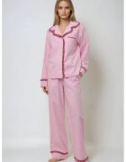 HiCCUP Set pijamale dama carouri - guler camasa - roz - bumbac si poliester