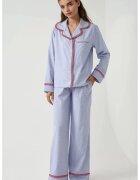 HiCCUP Set pijamale dama - guler camasa - bumbac/poliester - albastru
