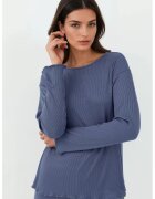 HiCCUP Set pijamale dama talie inalta - maneca lunga - albastru inchis - jerseu