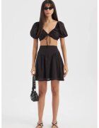 HiCCUP Set Top cu Decolteu Inima si Fusta Mini dama - Textil - Negru