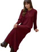 HiCCUP Set tricotat cardigan cu guler rotund si fusta evazata - rosu - tricot
