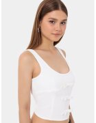 HiCCUP Top bodycon - fara maneci - alb - textil