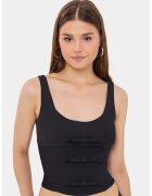 HiCCUP Top bodycon - fara maneci - decolteu rotund - bej - textil