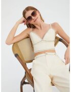 HiCCUP Top corset decolteu inima - pietre - alb - textil