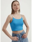 HiCCUP Top Crop Basic - bretele spaghetti - albastru - jerseu