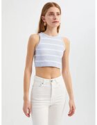HiCCUP Top - crop cu guler rotund - dungi - violet - textil