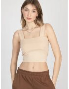 HiCCUP Top crop - decolteu patrat - bej - textil