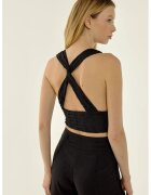 HiCCUP Top Crop Top Decolteu in V - Spate Incrucisat - Negru - Poliester - Negru