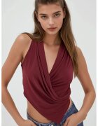 HiCCUP Top dama croiala slim fit - fara maneci - textil - rosu