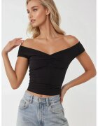 HiCCUP Top dama - cu umeri goi - croiala slim fit - negru - jerseu