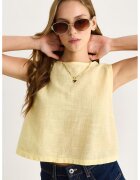 HiCCUP Top dama LUCCI - scurt - guler rotund - galben - in