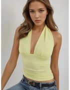 HiCCUP Top dama - tricotat slim fit - decolteu in V - galben - jerseu