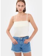 HiCCUP Top de pijama scurt - cu dungi - guler patrat - alb - textil