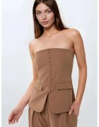 HiCCUP Top fara bretele - slim fit - nasturi - maro - textil