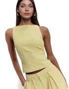 HiCCUP Top fara maneci - guler rotund - galben - textil