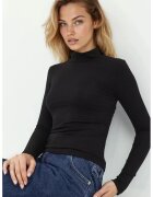 HiCCUP Top - maneca lunga - guler inalt - slim fit - negru - jerseu